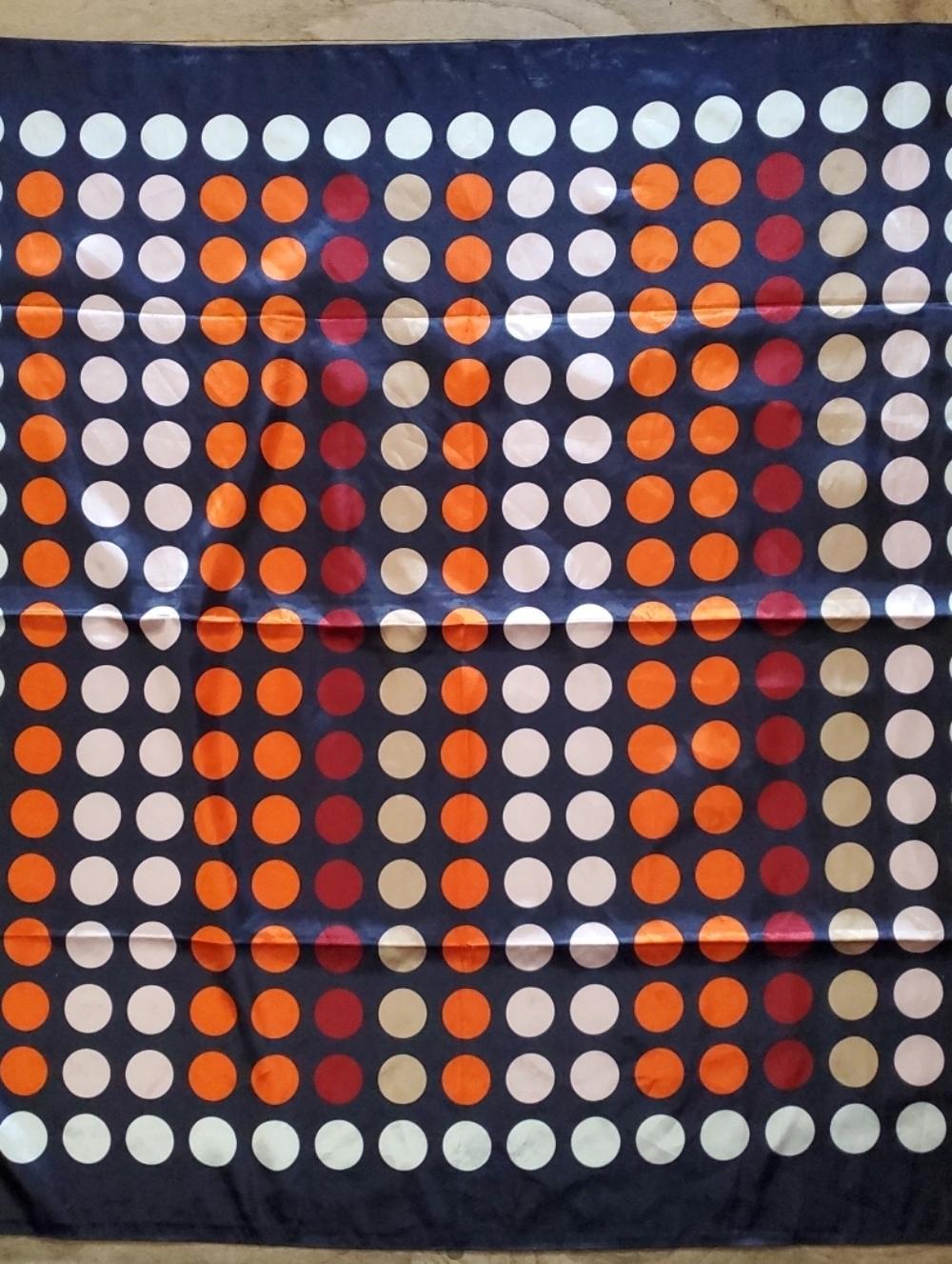Vintage Fashion Scarf RETRO POLKA DOTS Satin Large Square 35"